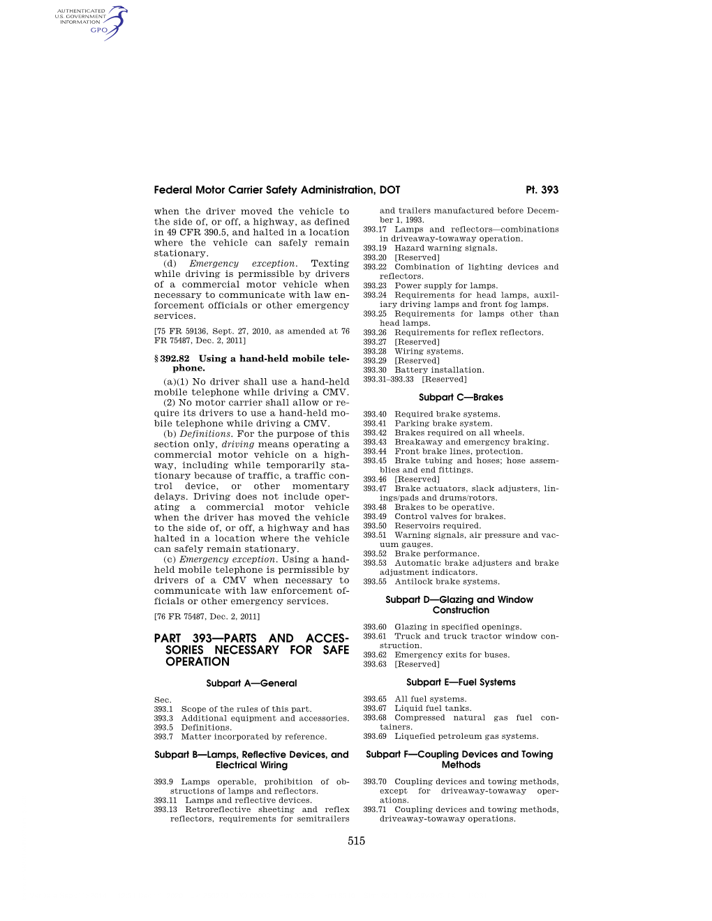 49 CFR Ch. III (10–1–20 Edition) § 393.203