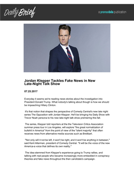 Jordan Klepper Tackles Fake News in New Late-Night Talk Show