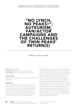 Auteurism, Fan/Actor Campaigns and the Challenges of Twin Peaks' Return(S)