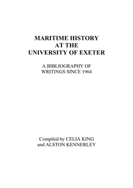 Maritime History at the University of Exeter