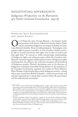 Indigenous Perspectives on the Patriation of a Settler Colonial Constitution, 1975-83