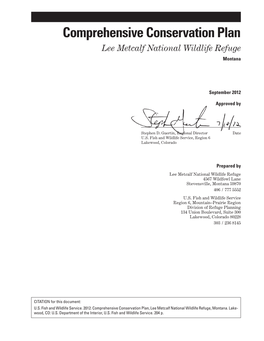 Comprehensive Conservation Plan for the Lee Metcalf National Wildlife Refuge in Montana