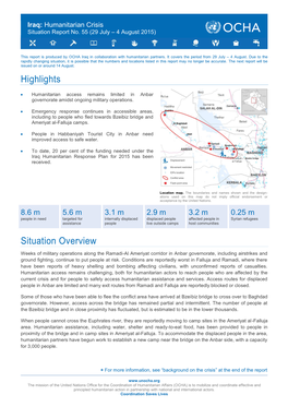 Humanitarian Crisis Situation Report No. 55 (29 July – 4 August 2015)