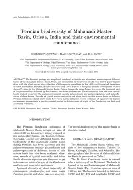 Permian Biodiversity of Mahanadi Master Basin, Orissa, India and Their Environmental Countenance
