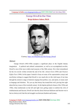 George Orwell in Our Time Braja Kishore Sahoo, Ph.D