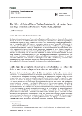 The Effect of Optimal Use of Soil on Sustainability of Iranian Desert Buildings with Iranian Sustainable Architecture Approach