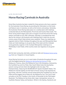 Horse Racing Carnivals in Australia
