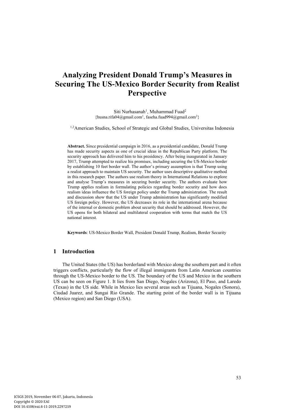 Analyzing President Donald Trump's Measures in Securing the US