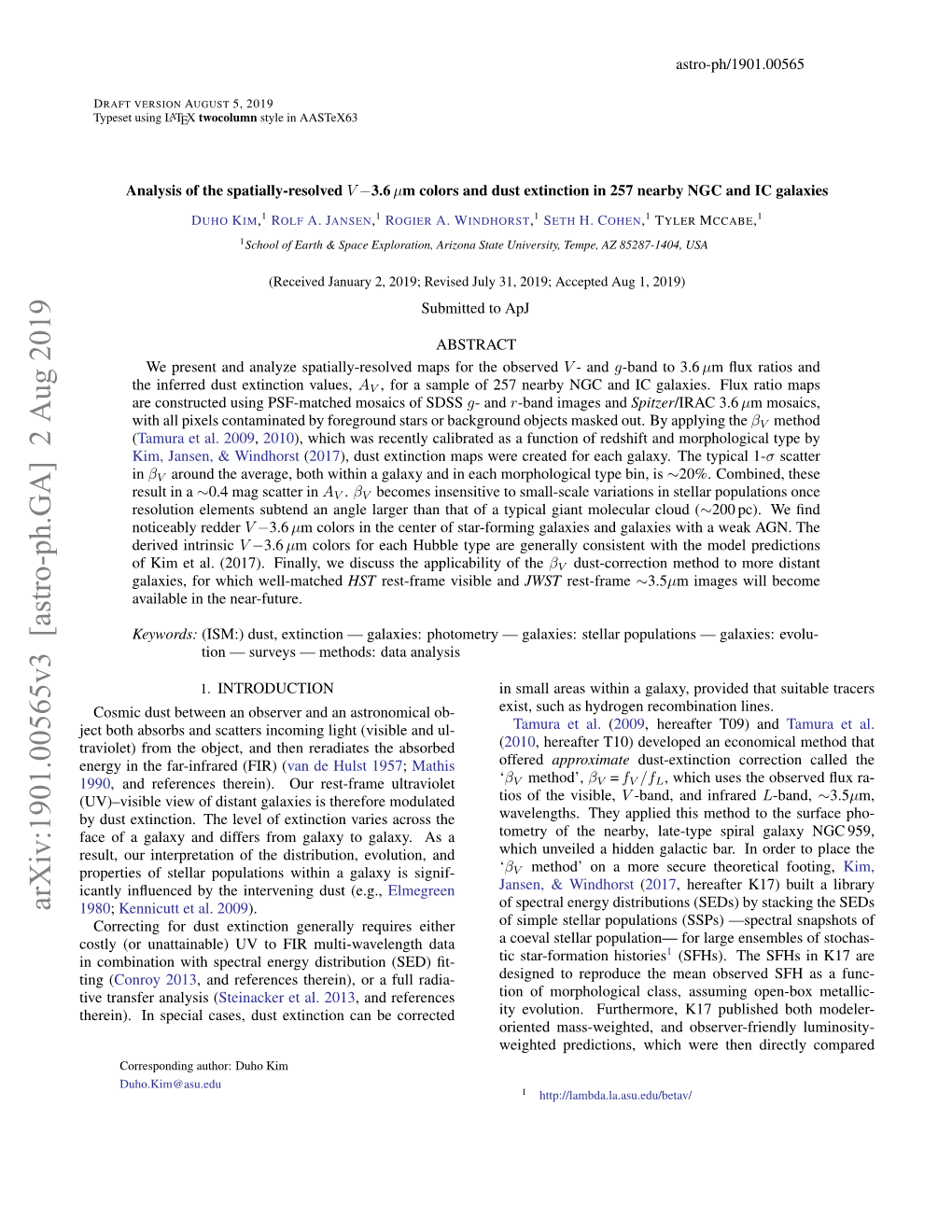 Analysis of the Spatially-Resolved $ V $-3.6$\Mu $ M Colors and Dust