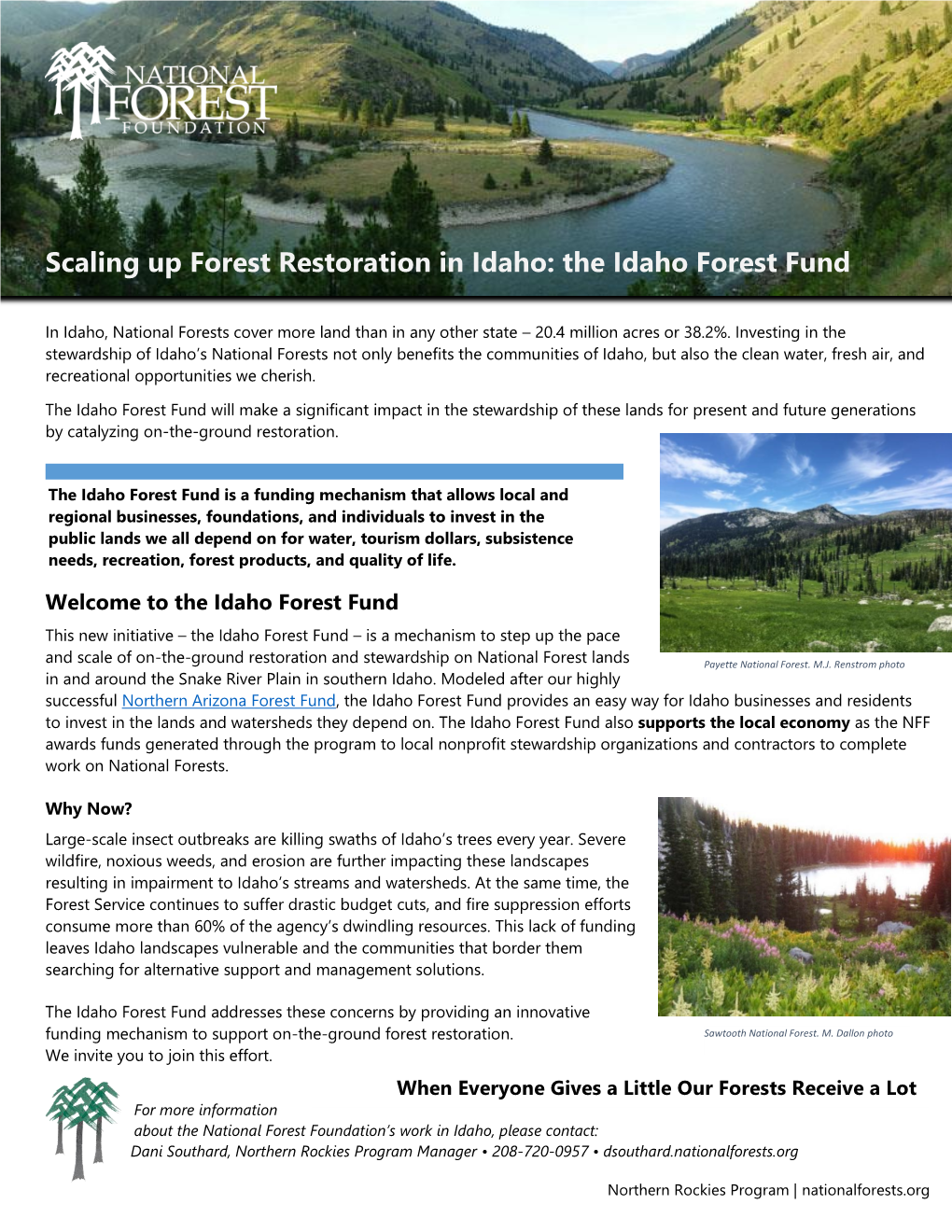 Scaling up Forest Restoration in Idaho: the Idaho Forest Fund
