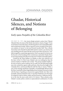 Ghadar, Historical Silences, and Notions of Belonging