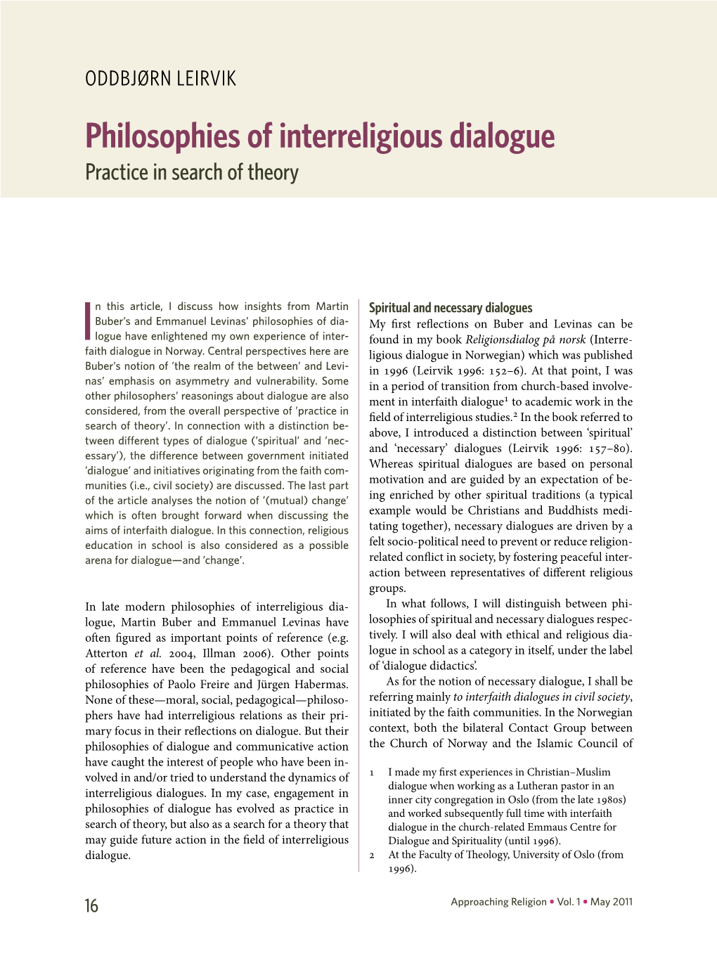 Philosophies of Interreligious Dialogue Practice in Search of Theory