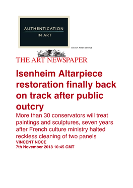 Isenheim Altarpiece Restoration Finally Back on Track After Public Outcry