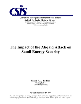 The Impact of the Abqaiq Attack on Saudi Energy Security Page 2