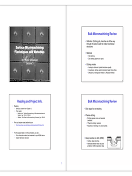 Lecture 3 Surface Micromachining I