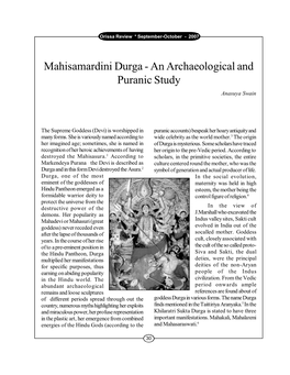Mahisamardini Durga - an Archaeological and Puranic Study Anasuya Swain