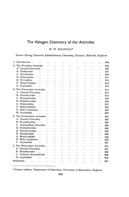 The Halogen Chemistry of the Actinides