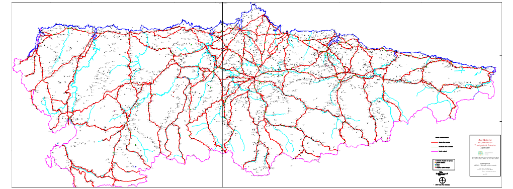 Red Medieval De Caminos Del Principado De Asturias 1:100.000