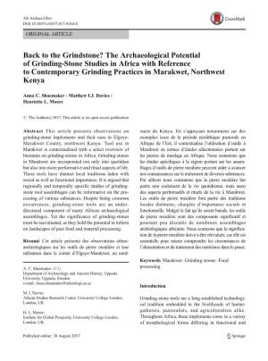 Back to the Grindstone? the Archaeological