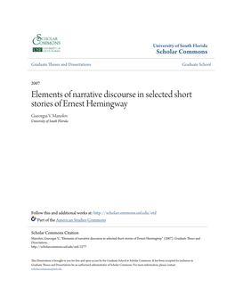 Elements of Narrative Discourse in Selected Short Stories of Ernest Hemingway Gueorgui V