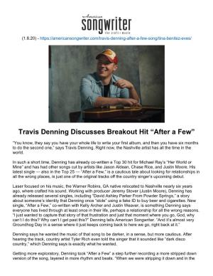 Travis Denning Discusses Breakout Hit “After a Few”