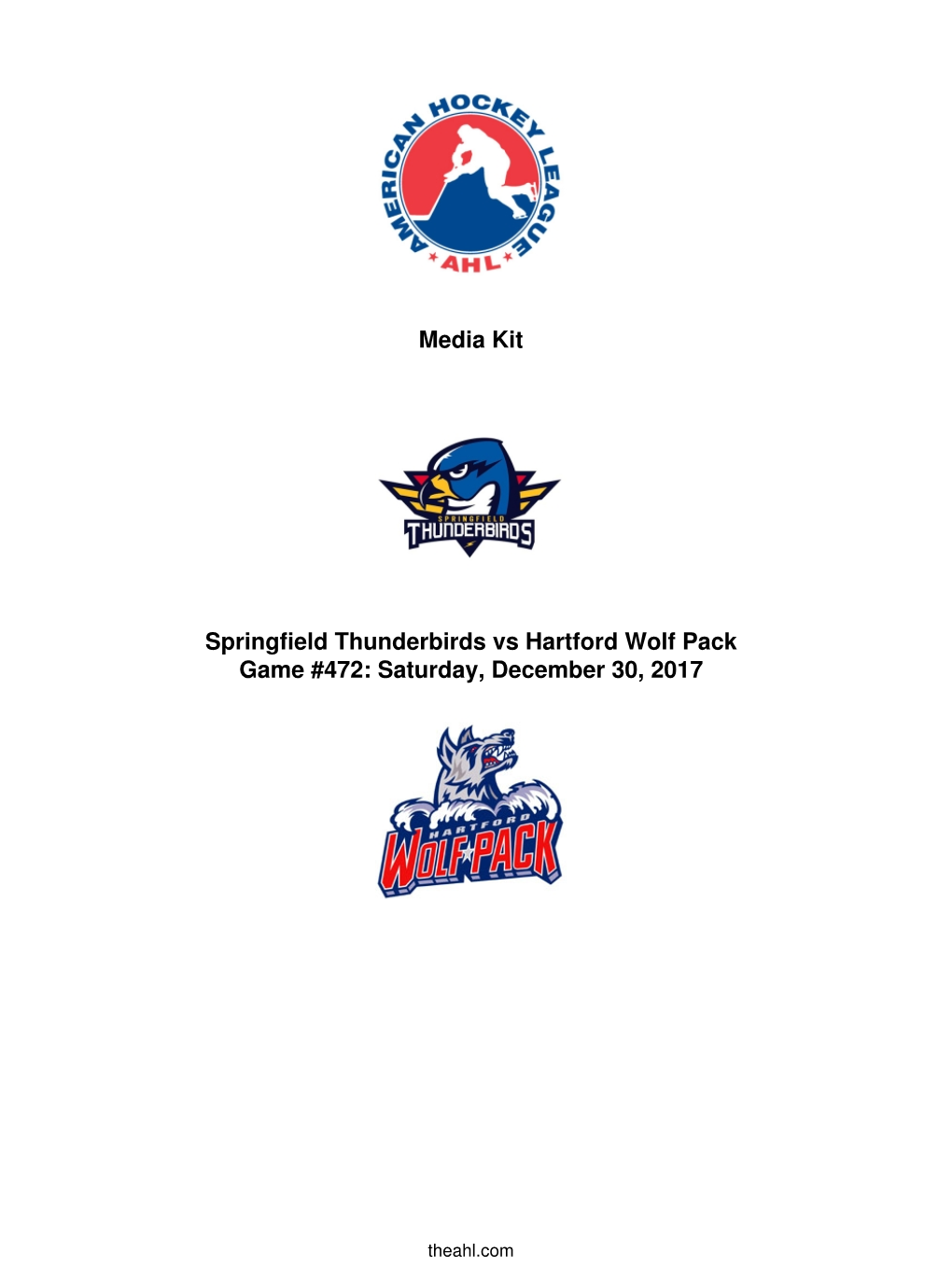 Media Kit Springfield Thunderbirds Vs Hartford Wolf Pack Game #472