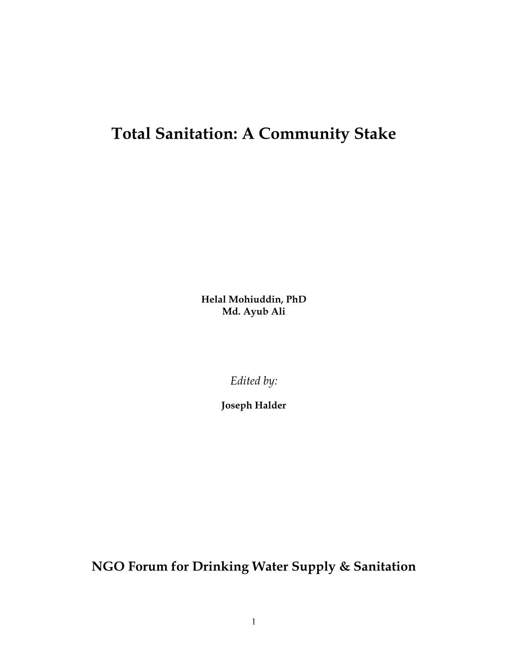 Total Sanitation: a Community Stake