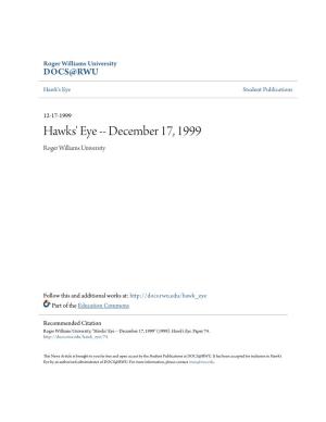 Hawks' Eye -- December 17, 1999 Roger Williams University