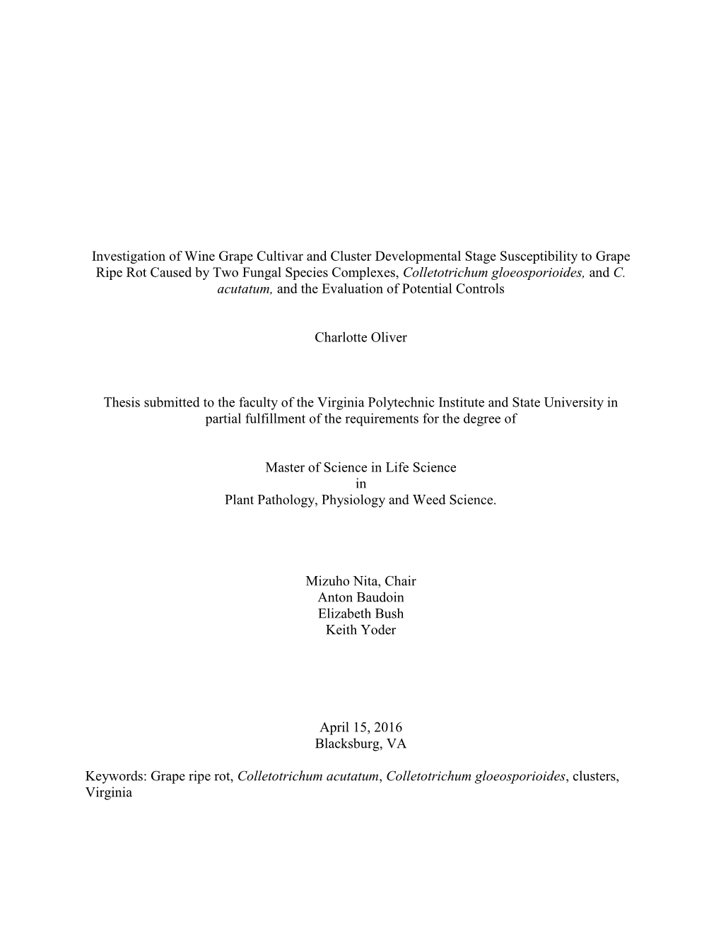 Investigation of Wine Grape Cultivar and Cluster Developmental Stage