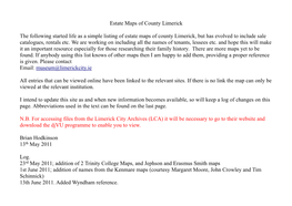 Estate Maps of County Limerick the Following Started Life As