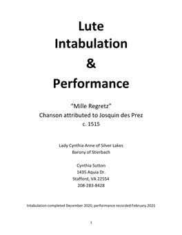 Lute Intabulation & Performance