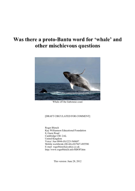 Was There a Proto-Bantu Word for 'Whale'