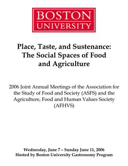 ASFS-AFHVS 2006 Program Boston University