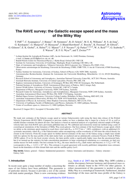 The RAVE Survey: the Galactic Escape Speed and the Mass of the Milky Way