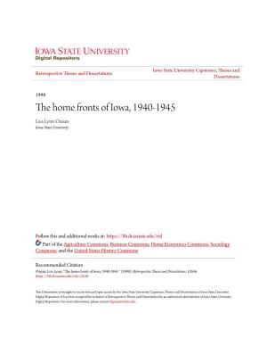 The Home Fronts of Iowa, 1940-1945 Lisa Lynn Ossian Iowa State University