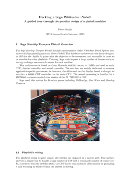 Hacking a Sega Whitestar Pinball a Guided Tour Through the Peculiar Design of a Pinball Machine