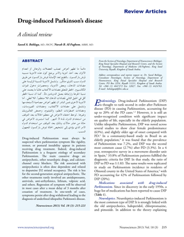 Drug-Induced Parkinson's Disease. a Clinical Review