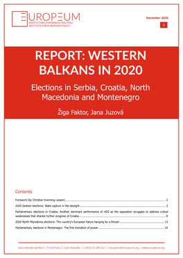 Report: Western Balkans in 2020