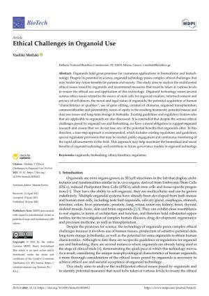Ethical Challenges in Organoid Use