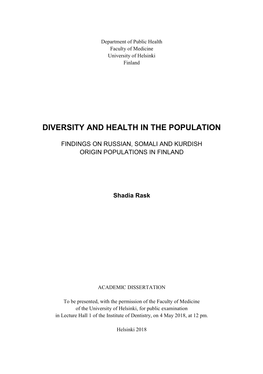 Diversity and Health in the Population