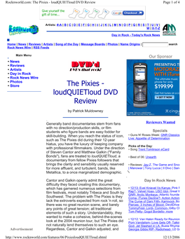 The Pixies - Loudquietloud DVD Review Page 1 of 4