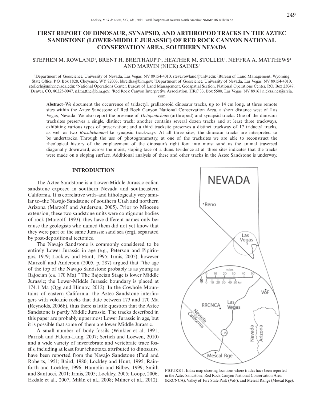 First Report of Dinosaur, Synapsid, and Arthropod Tracks in the Aztec Sandstone (Lower-Middle Jurassic) of Red Rock Canyon National Conservation Area, Southern Nevada