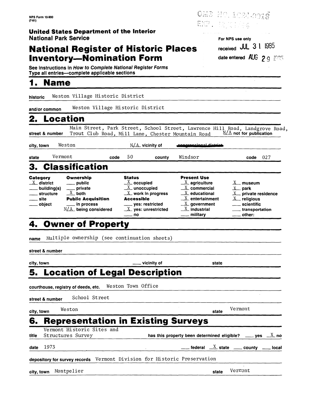 National Register of Historic Places Inventory—Nomination Form