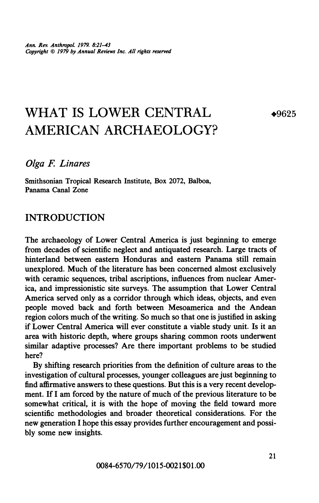 What Is Lower Central American Archaeology?