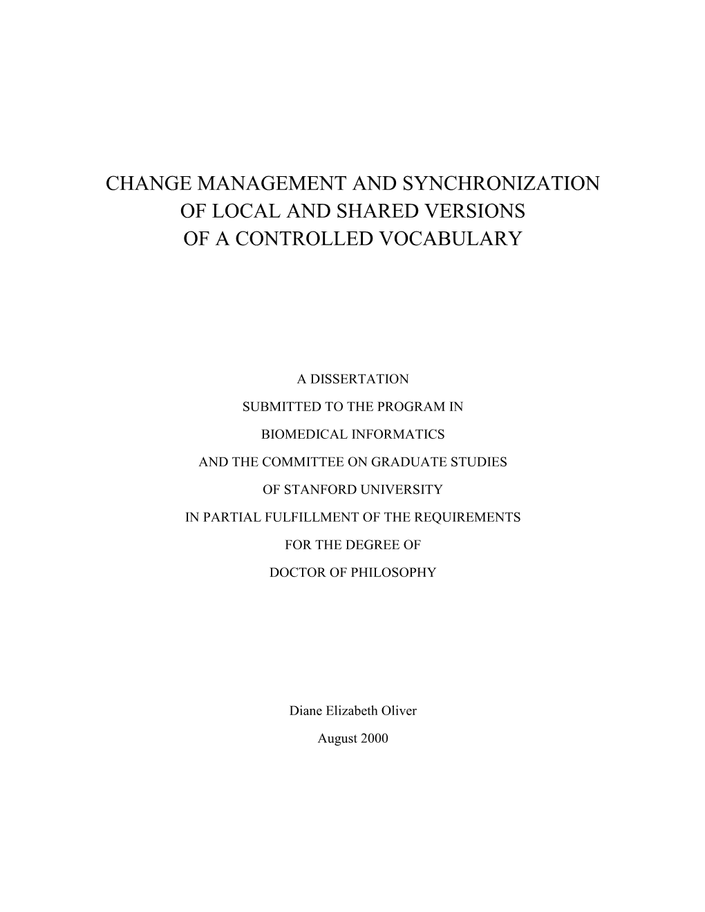 Change Management and Synchronization of Local and Shared Versions of a Controlled Vocabulary