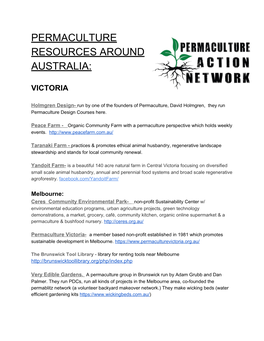 Permaculture Resources Around Australia