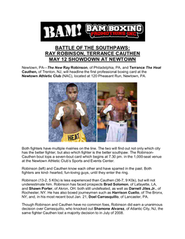 Ray Robinson, Terrance Cauthen May 12 Showdown at Newtown