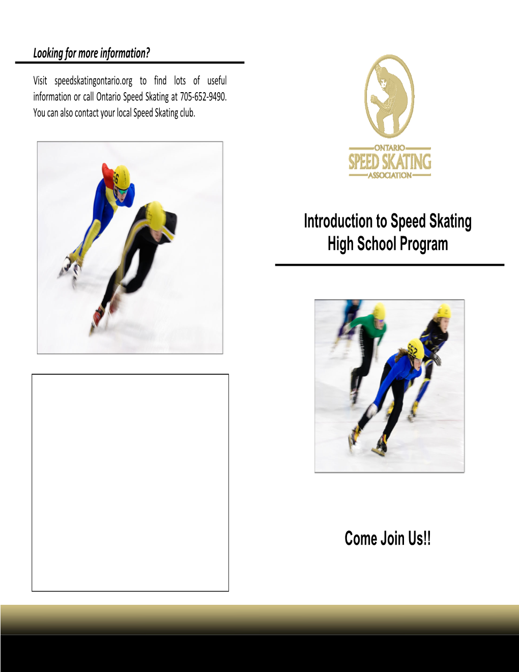 Introduction to Speed Skating High School Program Come Join Us!!