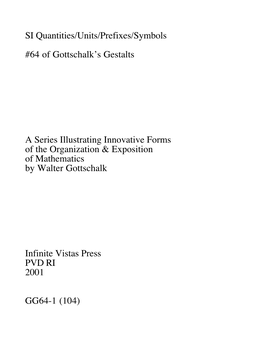 SI Quantities/Units/Prefixes/Symbols #64 of Gottschalk’S Gestalts
