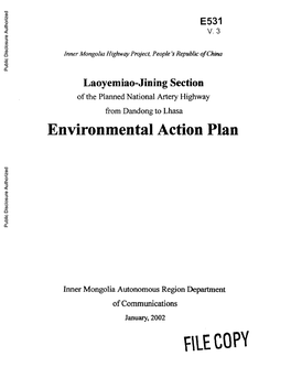 Environmental Action Plan Public Disclosure Authorized Public Disclosure Authorized